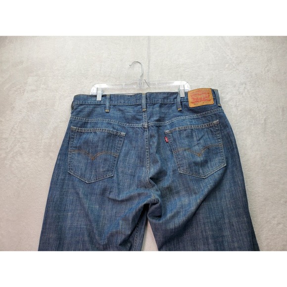 Levi's 569 Jeans Mens Size 38‎ Blue Denim Cotton Medium Wash Flat Front Wide Leg - Picture 7 of 9